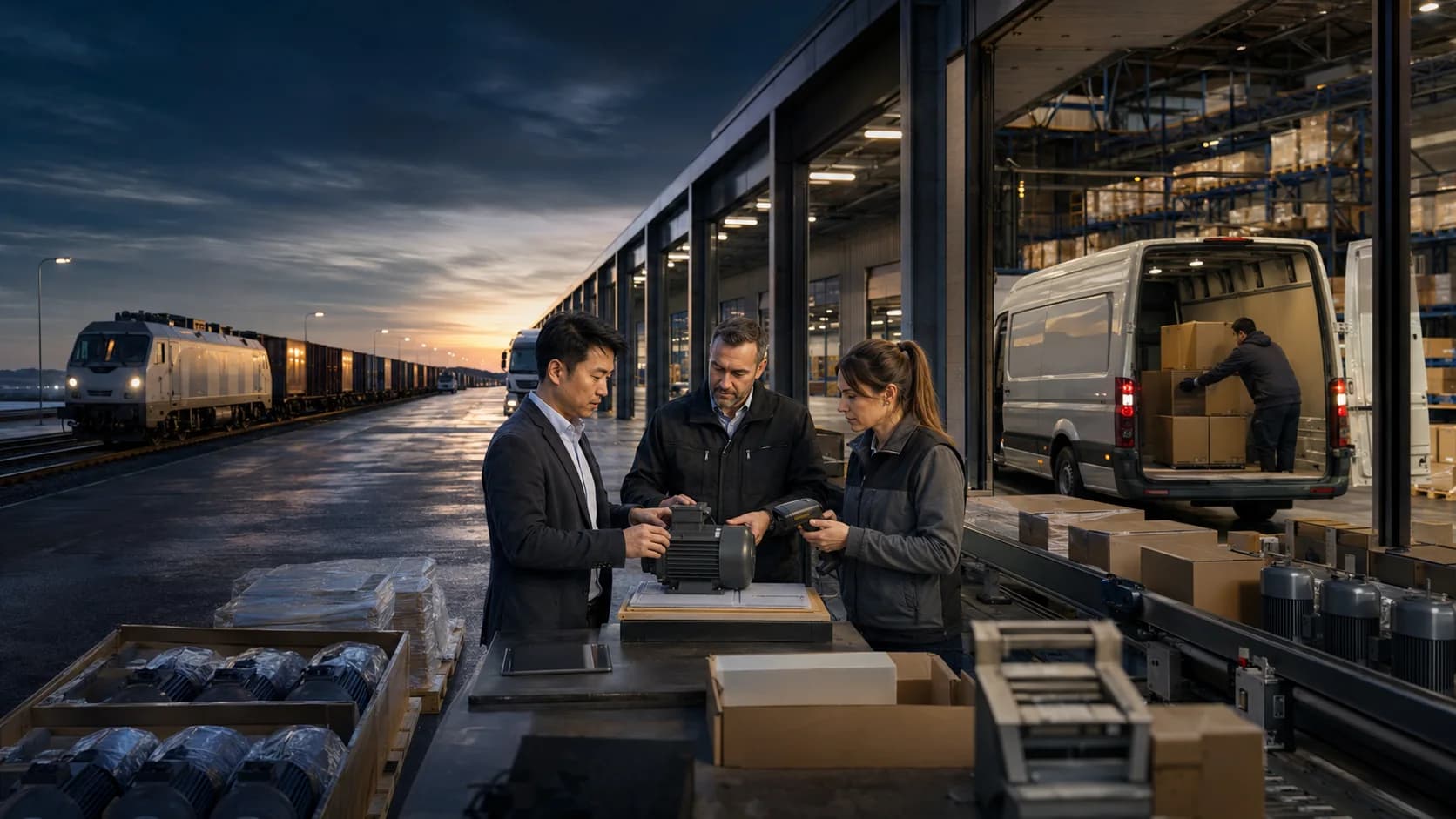 European warehouse, loading a van for final delivery